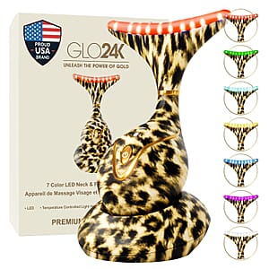 GLO24K 7 Color Cheetah Print LED Neck & Face Massager Deluxe (Lifetime Warranty)