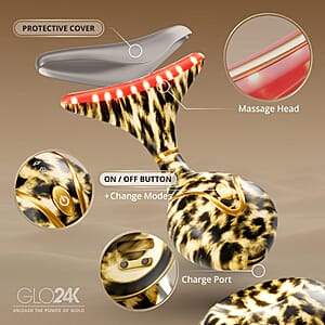 GLO24K 7 Color Cheetah Print LED Neck & Face Massager Deluxe (Lifetime Warranty)