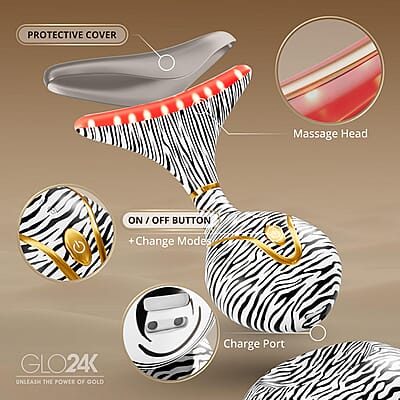 GLO24K 7 Color Cheetah Print LED Neck & Face Massager Deluxe (Lifetime Warranty)