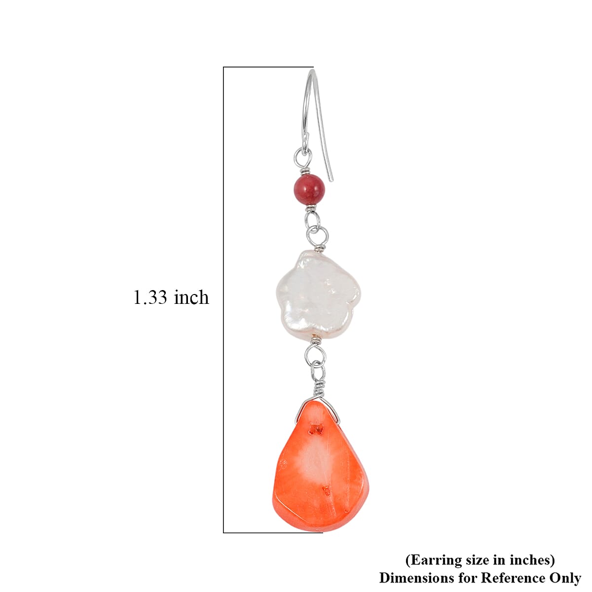 Freshwater Pearl, Multi Gemstone Dangle Earrings in Sterling Silver 0.20 ctw image number 3