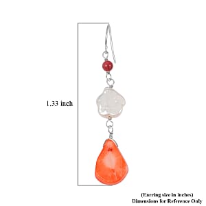Freshwater Pearl, Multi Gemstone Dangle Earrings in Sterling Silver 0.20 ctw