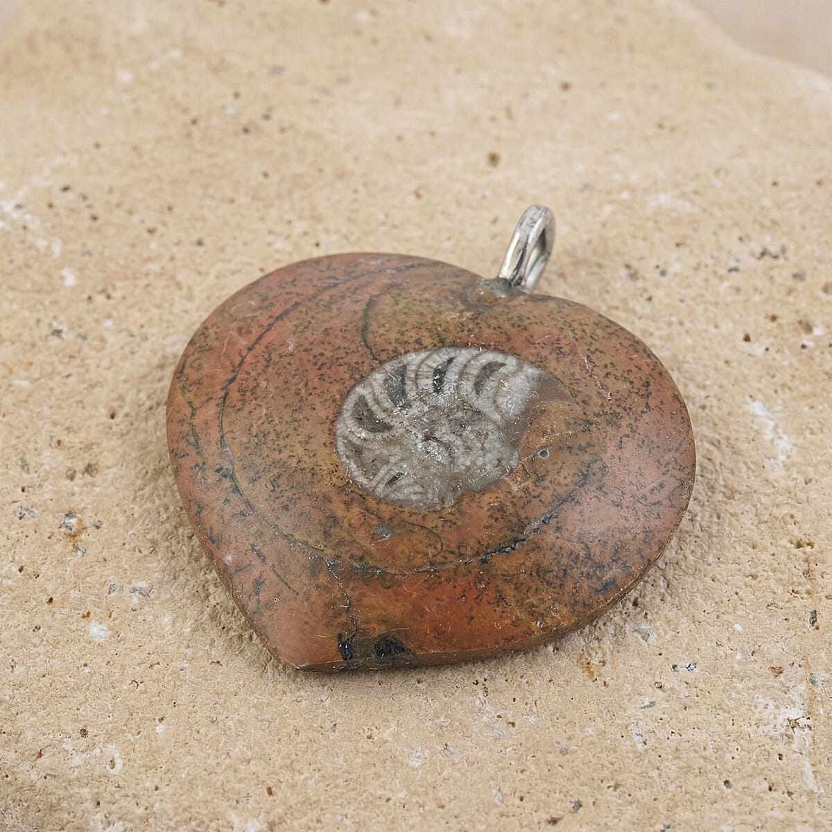 Ammonite 17.00 ctw Necklace (18 Inches) in Silvertone image number 1