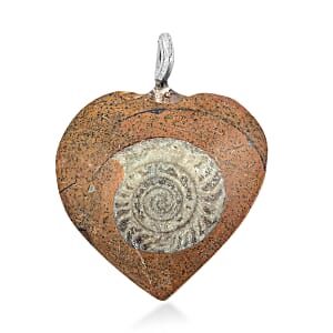 Ammonite 10.25 ctw Heart Necklace (18 Inches) in Silvertone
