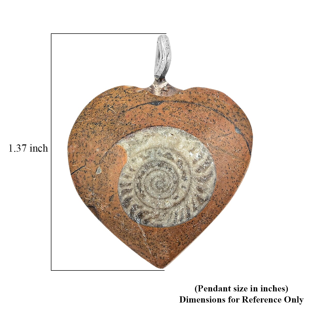 Ammonite 10.25 ctw Heart Necklace (18 Inches) in Silvertone image number 5