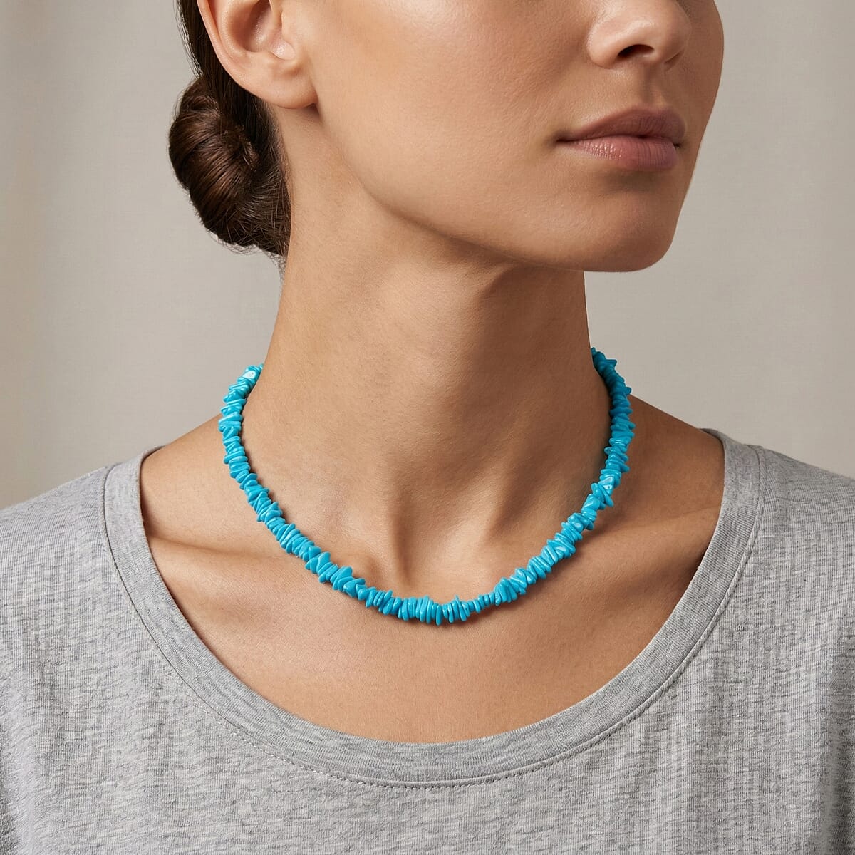 Sleeping Beauty Turquoise 13.50 ctw Beaded Necklace (18 Inches) image number 2