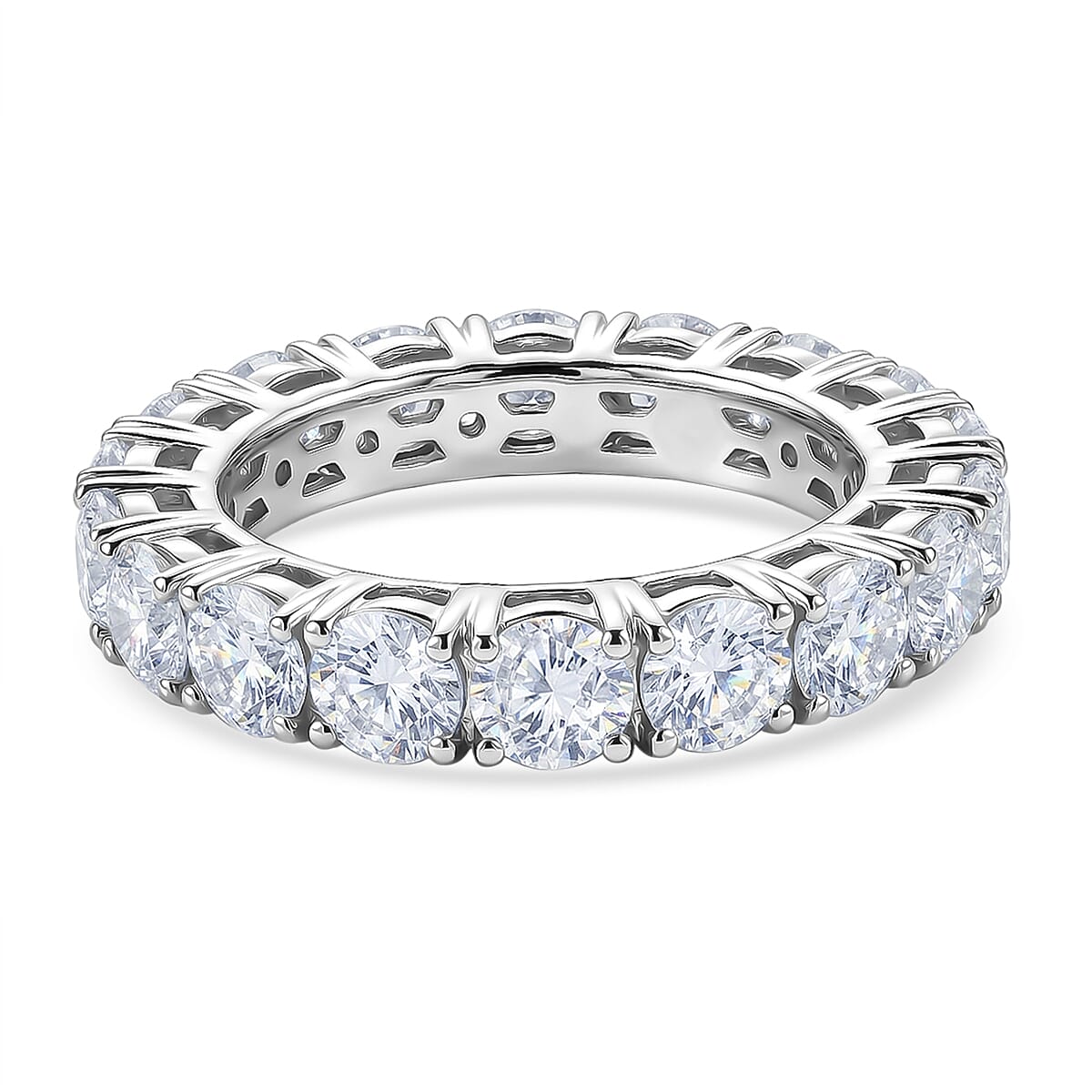 D'Joy Moissanite 4.75 ctw Band Ring in Rhodium Over Sterling Silver (Size 7.0)