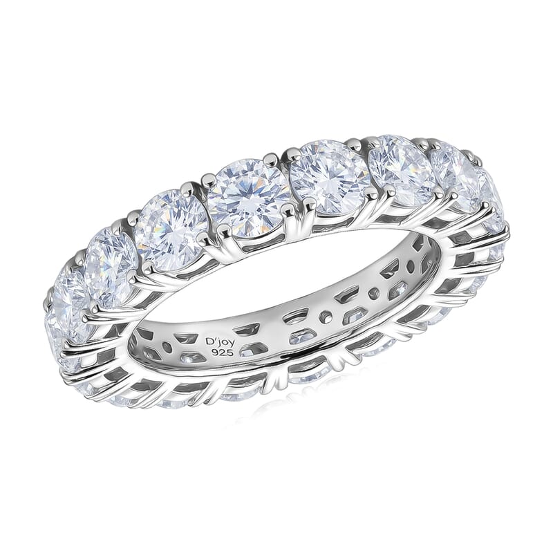 D'Joy Moissanite 4.75 ctw Eternity Band Ring in Rhodium Over Sterling Silver (Size 8.0)