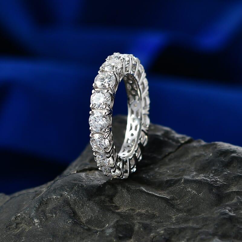 D'Joy Moissanite 4.75 ctw Eternity Band Ring in Rhodium Over Sterling Silver (Size 8.0)