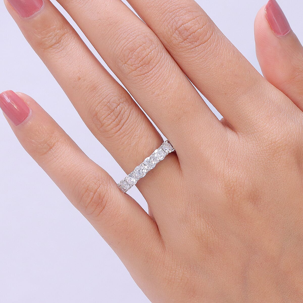 D'Joy Moissanite 4.75 ctw Band Ring in Rhodium Over Sterling Silver (Size 8.0) image number 2