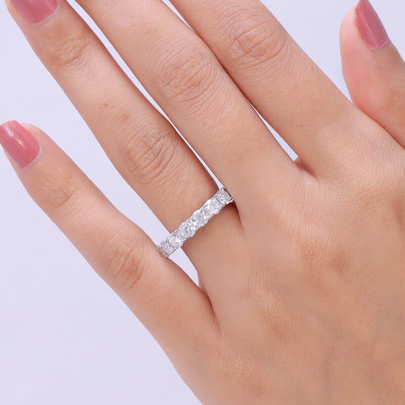 D'Joy Moissanite 4.75 ctw Eternity Band Ring in Rhodium Over Sterling Silver (Size 8.0)