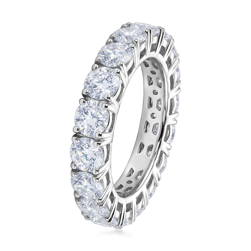 D'Joy Moissanite 4.75 ctw Eternity Band Ring in Rhodium Over Sterling Silver (Size 8.0)