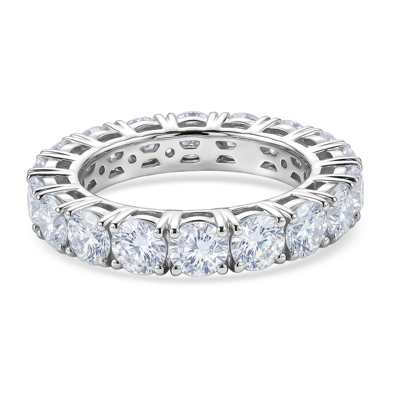 D'Joy Moissanite 4.75 ctw Eternity Band Ring in Rhodium Over Sterling Silver (Size 8.0)