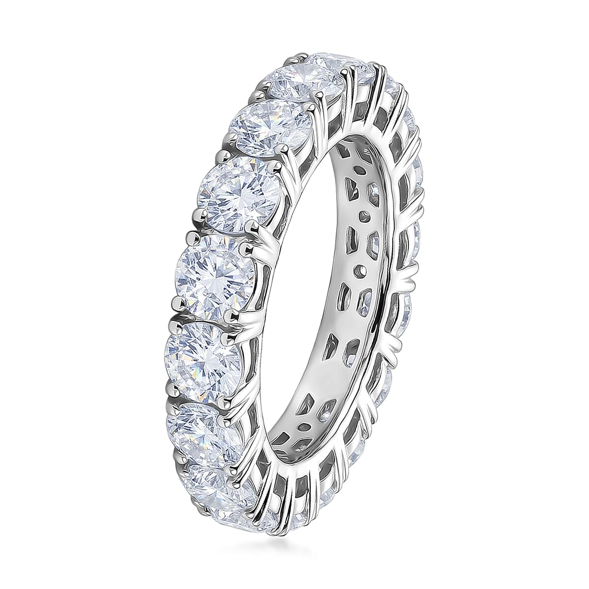 D'Joy Moissanite 4.75 ctw Band Ring in Rhodium Over Sterling Silver (Size 10.0)