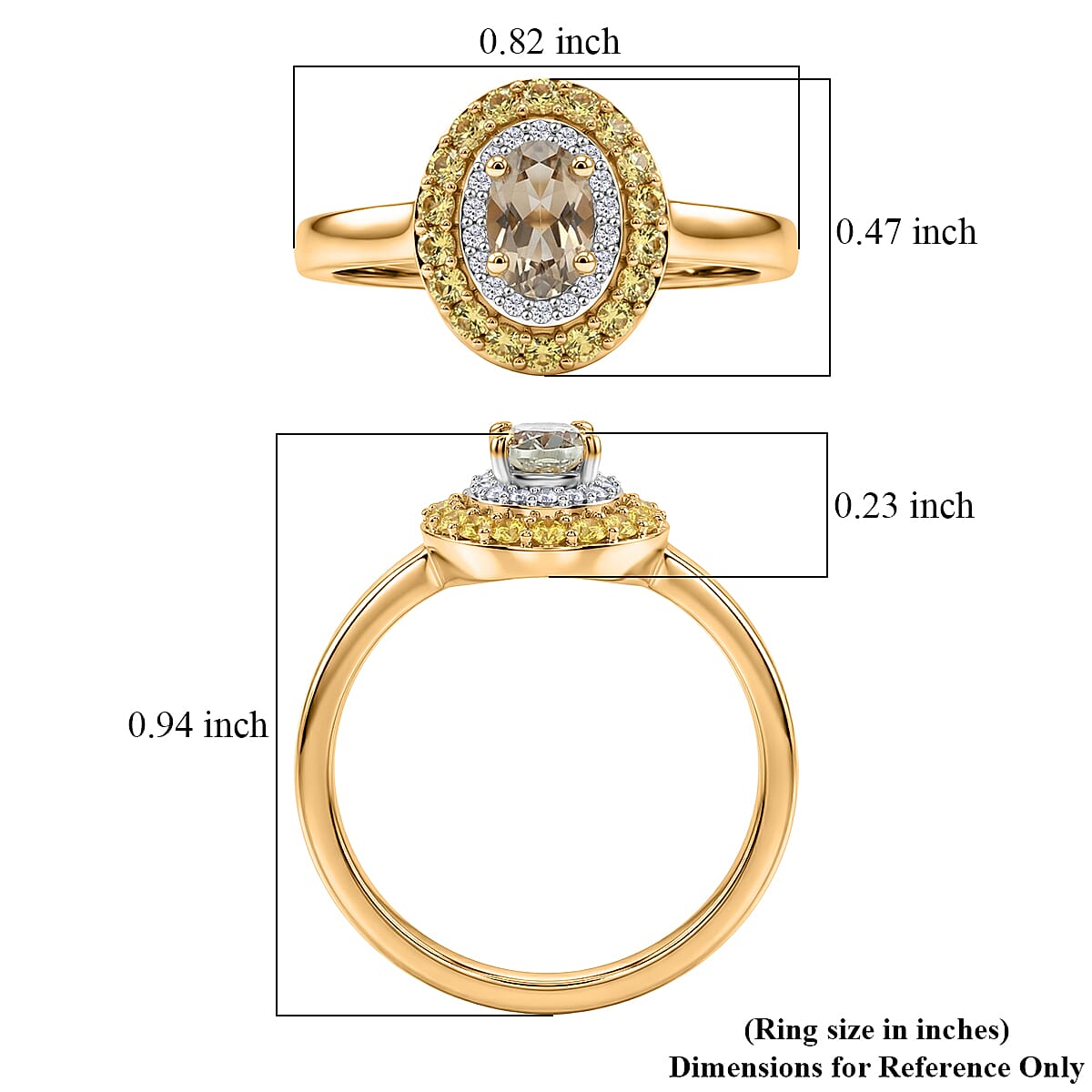 D'Joy AAA Turkizite and Multi Gemstone 1.25 ctw Golden Aura Ring in 18K Vermeil Yellow Gold Over Sterling Silver (Size 10.0)