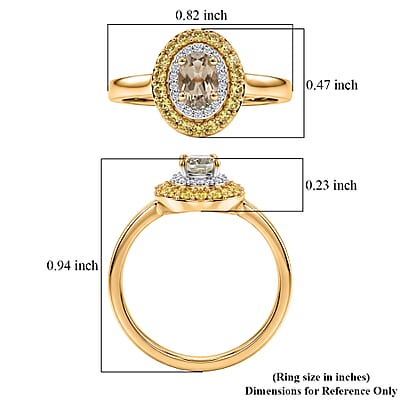 D'Joy AAA Turkizite and Multi Gemstone 1.25 ctw Golden Aura Ring in 18K Vermeil Yellow Gold Over Sterling Silver (Size 10.0)