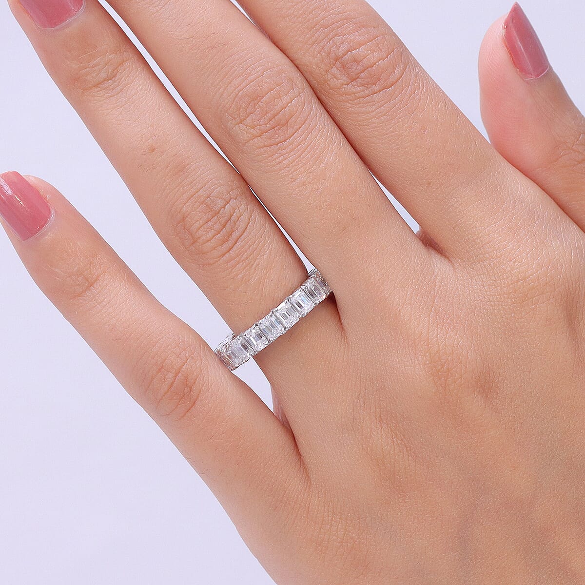 D'Joy Moissanite 5.00 ctw Band Ring in Rhodium Over Sterling Silver (Size 7.0) image number 2