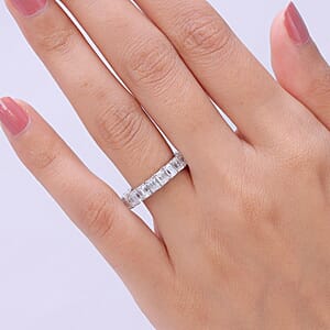 D'Joy Moissanite 5.00 ctw Band Ring in Rhodium Over Sterling Silver (Size 7.0)