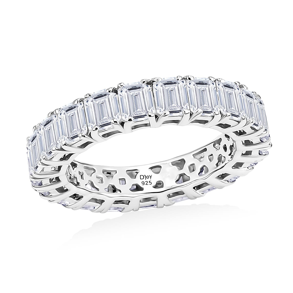 D'Joy Moissanite 5.00 ctw Band Ring in Rhodium Over Sterling Silver (Size 8.0)