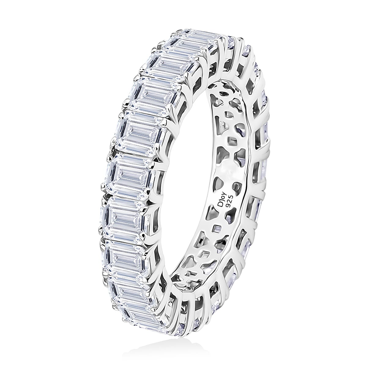 D'Joy Moissanite 5.00 ctw Band Ring in Rhodium Over Sterling Silver (Size 8.0)