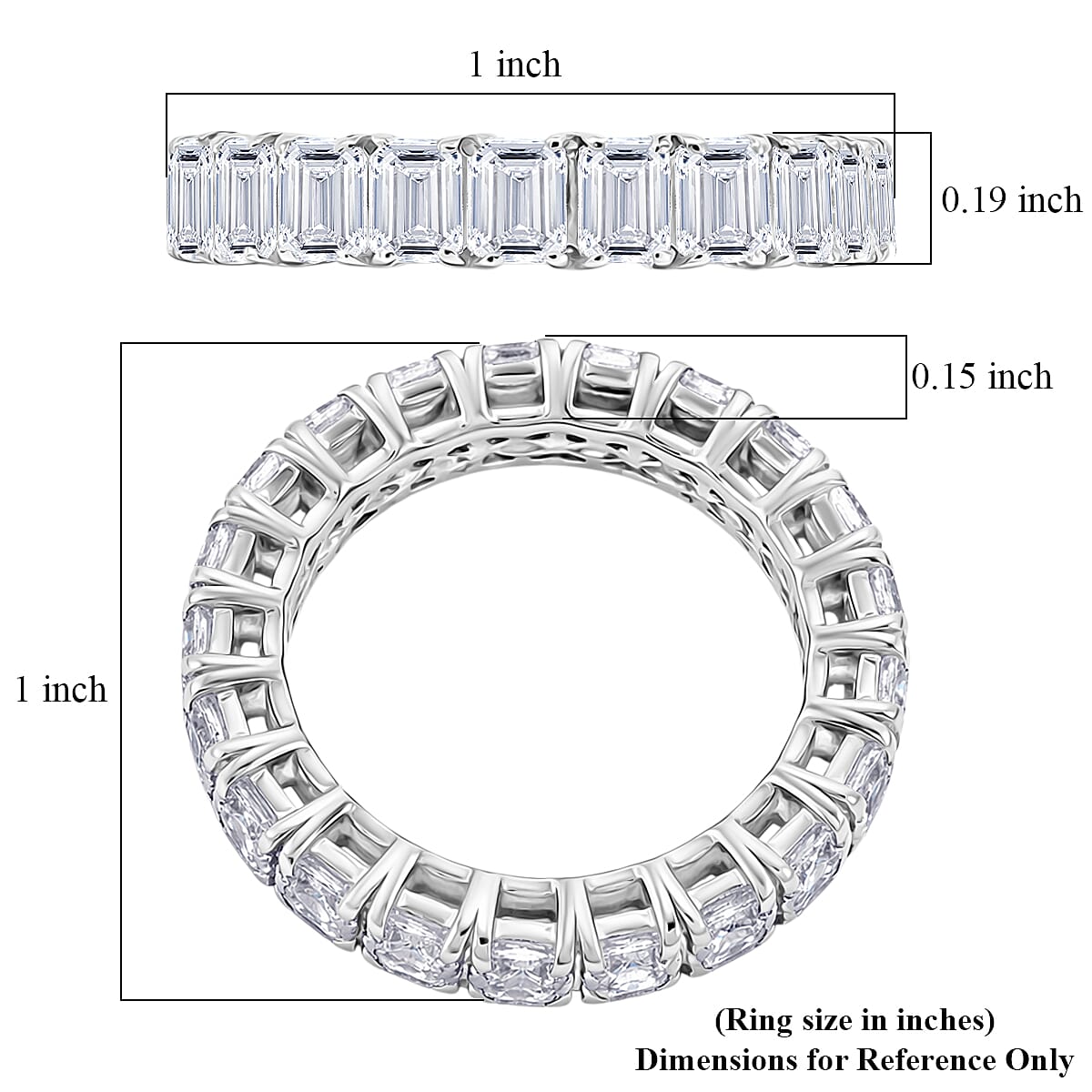 D'Joy Moissanite 5.00 ctw Band Ring in Rhodium Over Sterling Silver (Size 8.0) image number 5