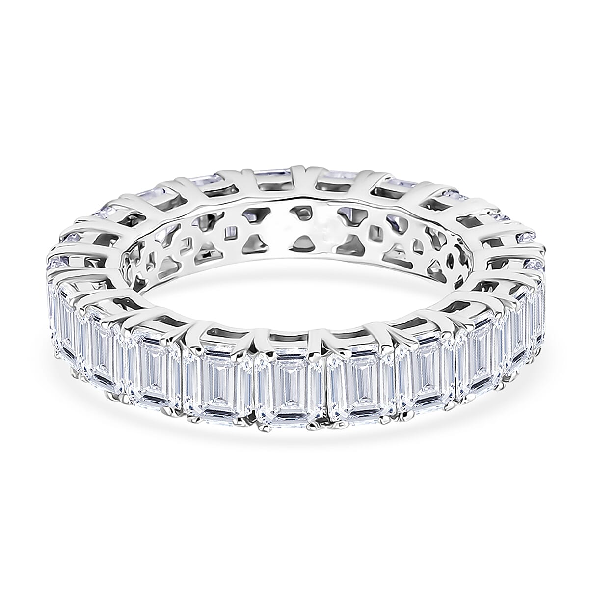 D'Joy Moissanite 5.00 ctw Eternity Band Ring in Rhodium Over Sterling Silver (Size 10.0)