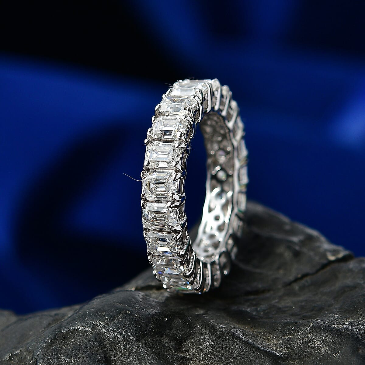 D'Joy Moissanite 5.00 ctw Band Ring in Rhodium Over Sterling Silver (Size 9.0) image number 1