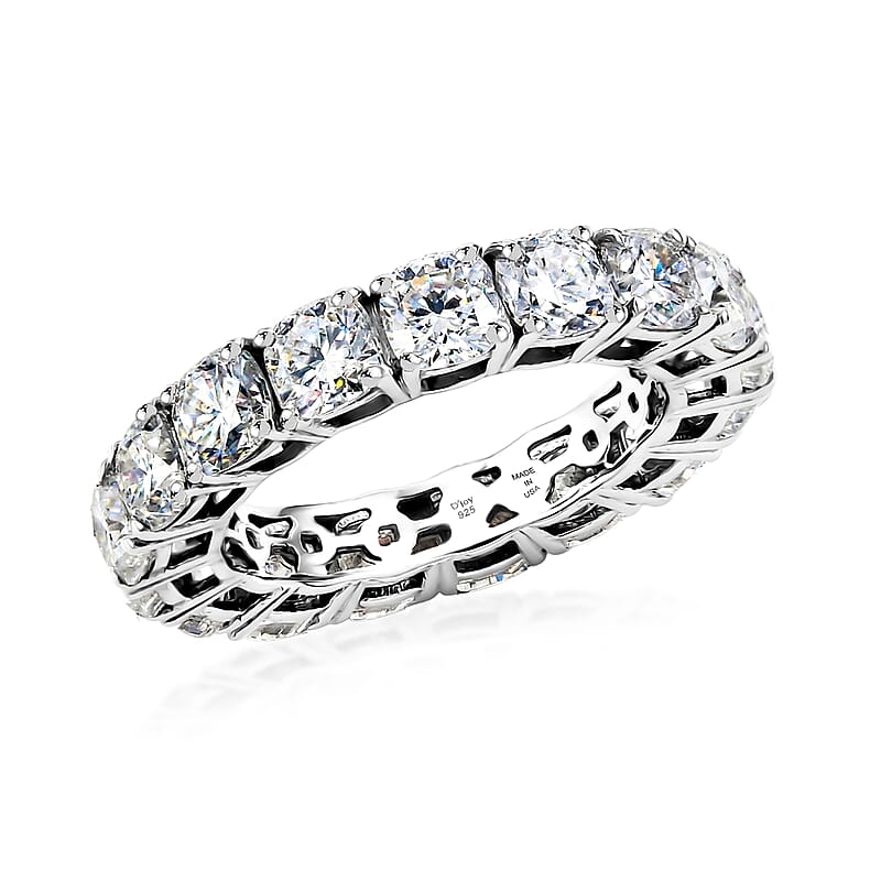 D'Joy Moissanite 6.20 ctw Eternity Band Ring in Rhodium Over Sterling Silver (Size 8.0)