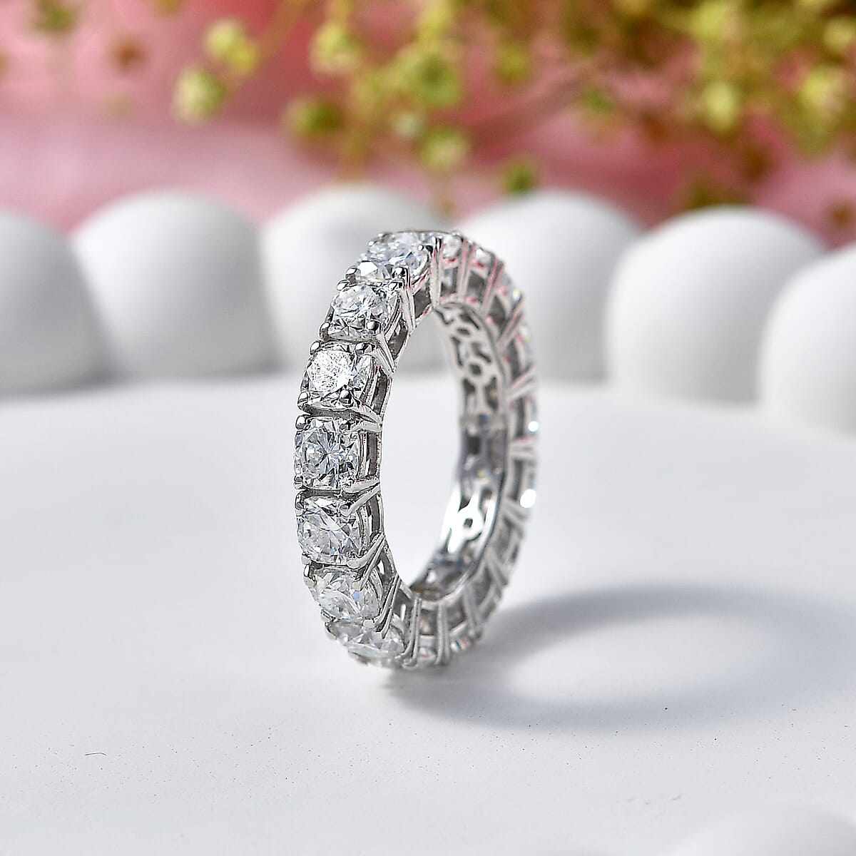 D'Joy Moissanite 6.20 ctw Band Ring in Rhodium Over Sterling Silver (Size 8.0) image number 1