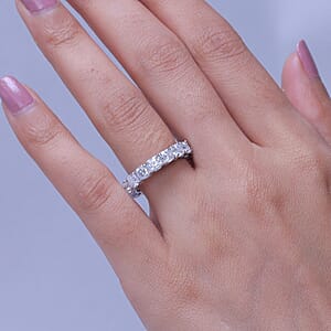 D'Joy Moissanite 6.20 ctw Band Ring in Rhodium Over Sterling Silver (Size 8.0)