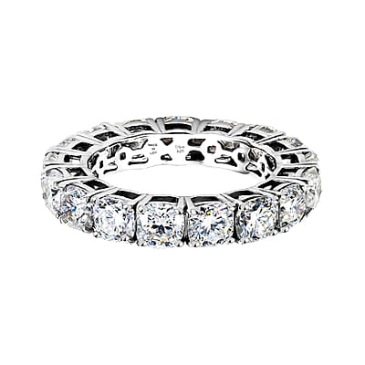 D'Joy Moissanite 6.20 ctw Eternity Band Ring in Rhodium Over Sterling Silver (Size 8.0)