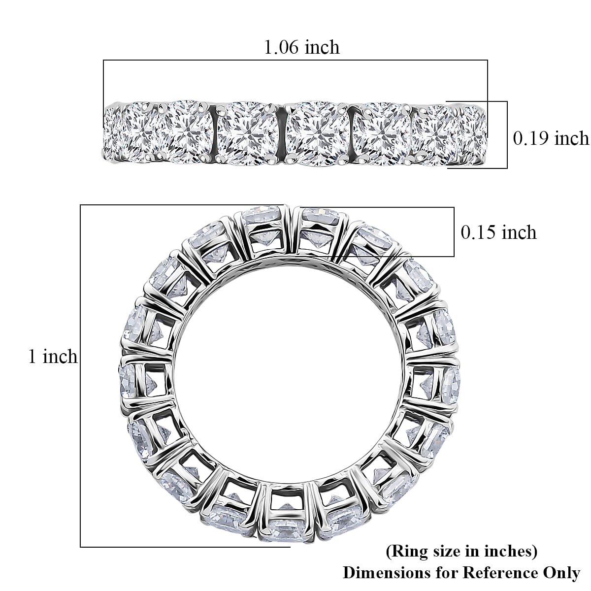 D'Joy Moissanite 6.20 ctw Band Ring in Rhodium Over Sterling Silver (Size 8.0)