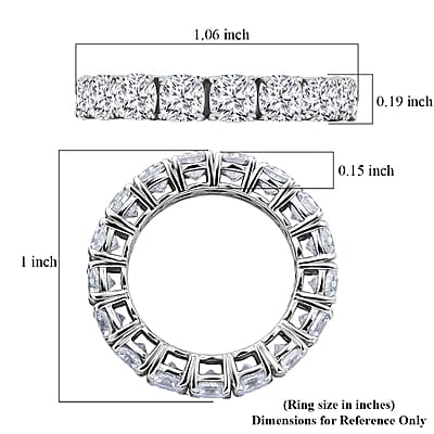 D'Joy Moissanite 6.20 ctw Eternity Band Ring in Rhodium Over Sterling Silver (Size 8.0)