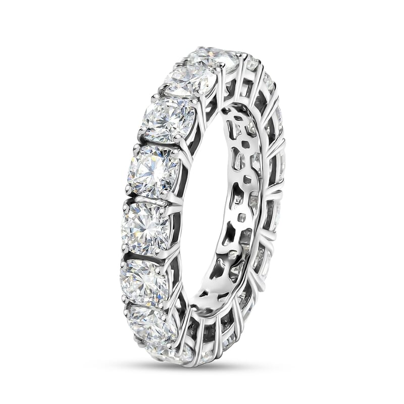 D'Joy Moissanite 6.20 ctw Eternity Band Ring in Rhodium Over Sterling Silver (Size 9.0)