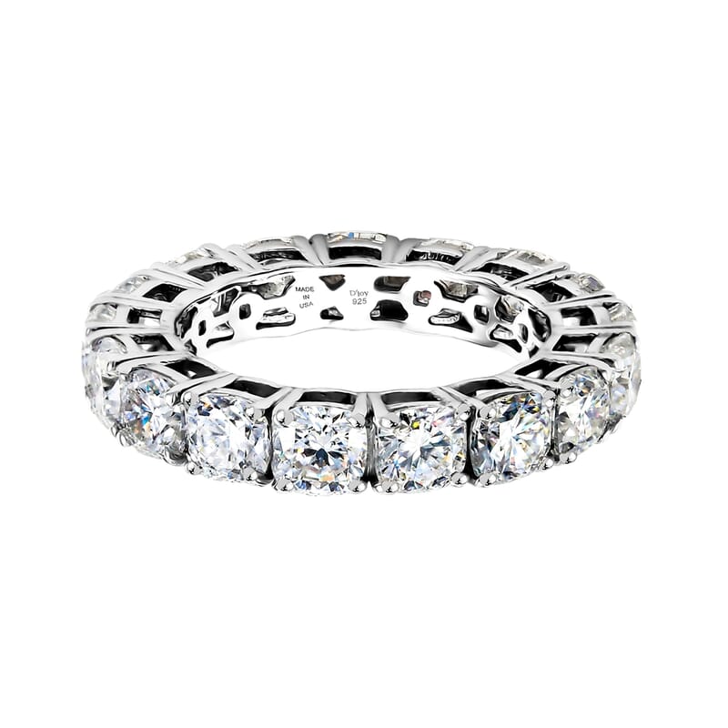D'Joy Moissanite 6.20 ctw Eternity Band Ring in Rhodium Over Sterling Silver (Size 9.0)