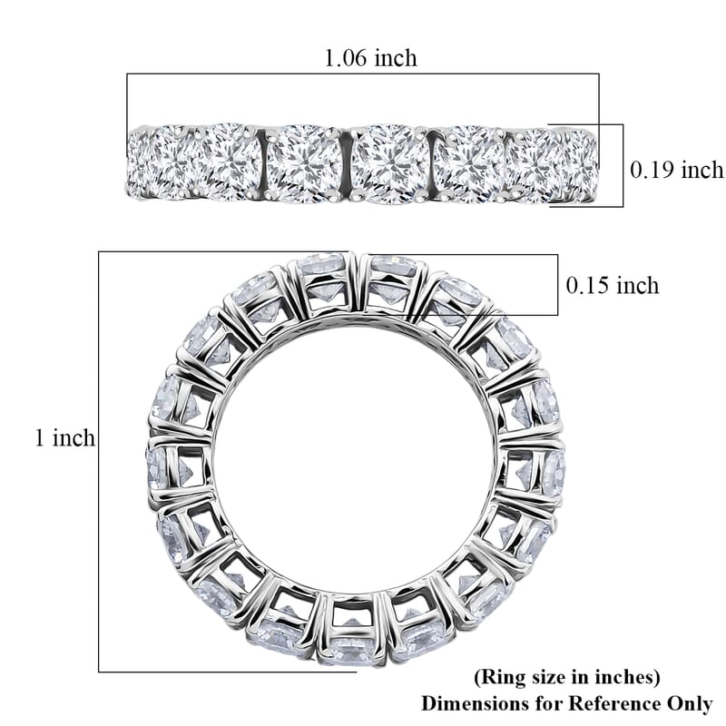 D'Joy Moissanite 6.20 ctw Eternity Band Ring in Rhodium Over Sterling Silver (Size 9.0)