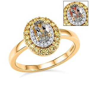 D'Joy AAA Turkizite, Multi Gemstone Ring in 18K Vermeil YG Over Sterling Silver (Size 10.0) 1.25 ctw