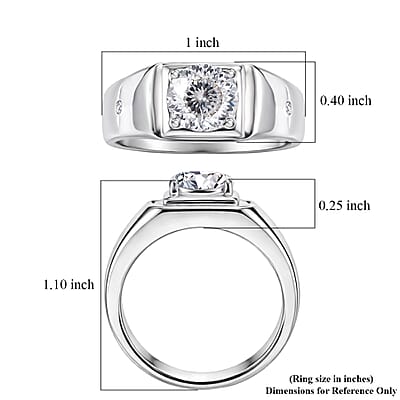 D'Joy 161 Facets Portuguese Cut White Topaz 2.40 ctw Men's Ring in Rhodium Over Sterling Silver (Size 10.0)