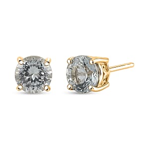 161 Facets White Topaz 2.35 ctw Earrings in 10K Yellow Gold