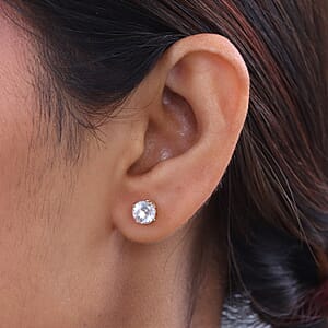 161 Facets White Topaz 2.35 ctw Earrings in 10K Yellow Gold