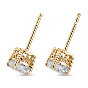 161 Facets White Topaz 2.35 ctw Earrings in 10K Yellow Gold