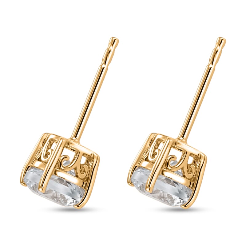 161 Facets White Topaz 2.35 ctw Earrings in 10K Yellow Gold