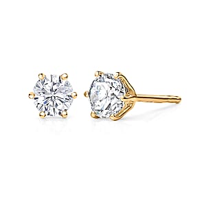 Luxuriant Lab Grown Diamond G-H SI 1.00 ctw Solitaire Stud Earrings in 18K Vermeil Yellow Gold Over Sterling Silver (Del. In 13-15 Days)