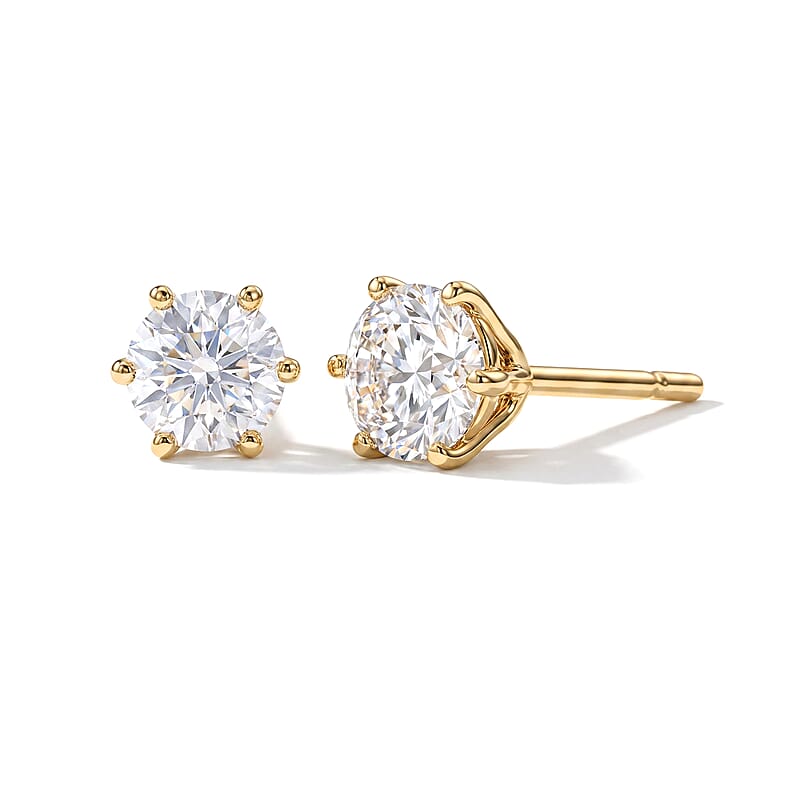 Luxuriant Lab Grown Diamond G-H SI 1.00 ctw Classic Elegance Earrings in 18K Vermeil Yellow Gold Over Sterling Silver