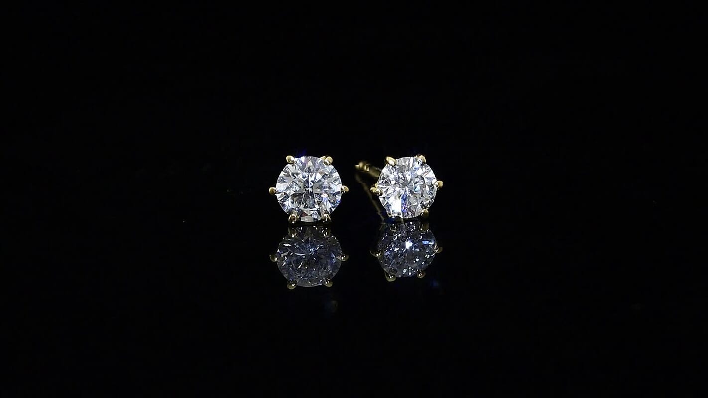 Luxuriant Lab Grown Diamond (G-H, SI) Solitaire Stud Earrings in 18K Vermeil YG Over Sterling Silver 1.00 ctw