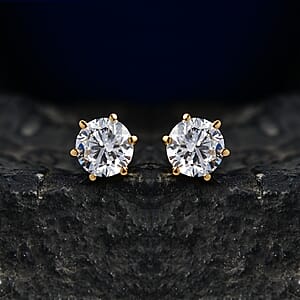 Luxuriant Lab Grown Diamond G-H SI 1.00 ctw Solitaire Stud Earrings in 18K Vermeil Yellow Gold Over Sterling Silver (Del. In 13-15 Days)