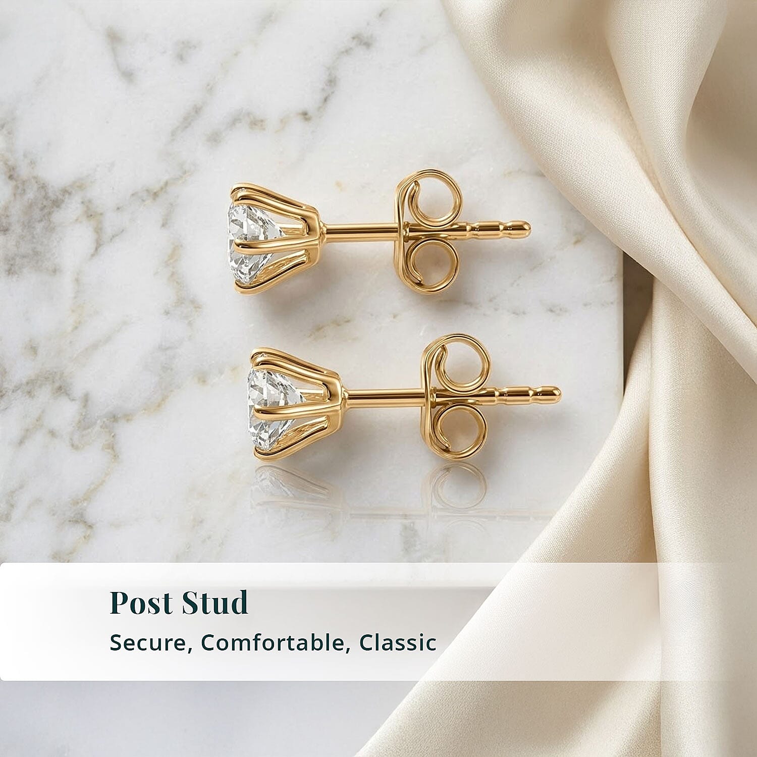 Luxuriant Lab Grown Diamond G-H SI 1.00 ctw Solitaire Stud Earrings in 18K Vermeil Yellow Gold Over Sterling Silver