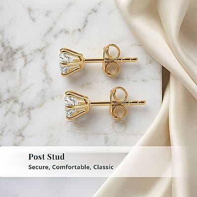 Luxuriant Lab Grown Diamond G-H SI 1.00 ctw Classic Elegance Earrings in 18K Vermeil Yellow Gold Over Sterling Silver