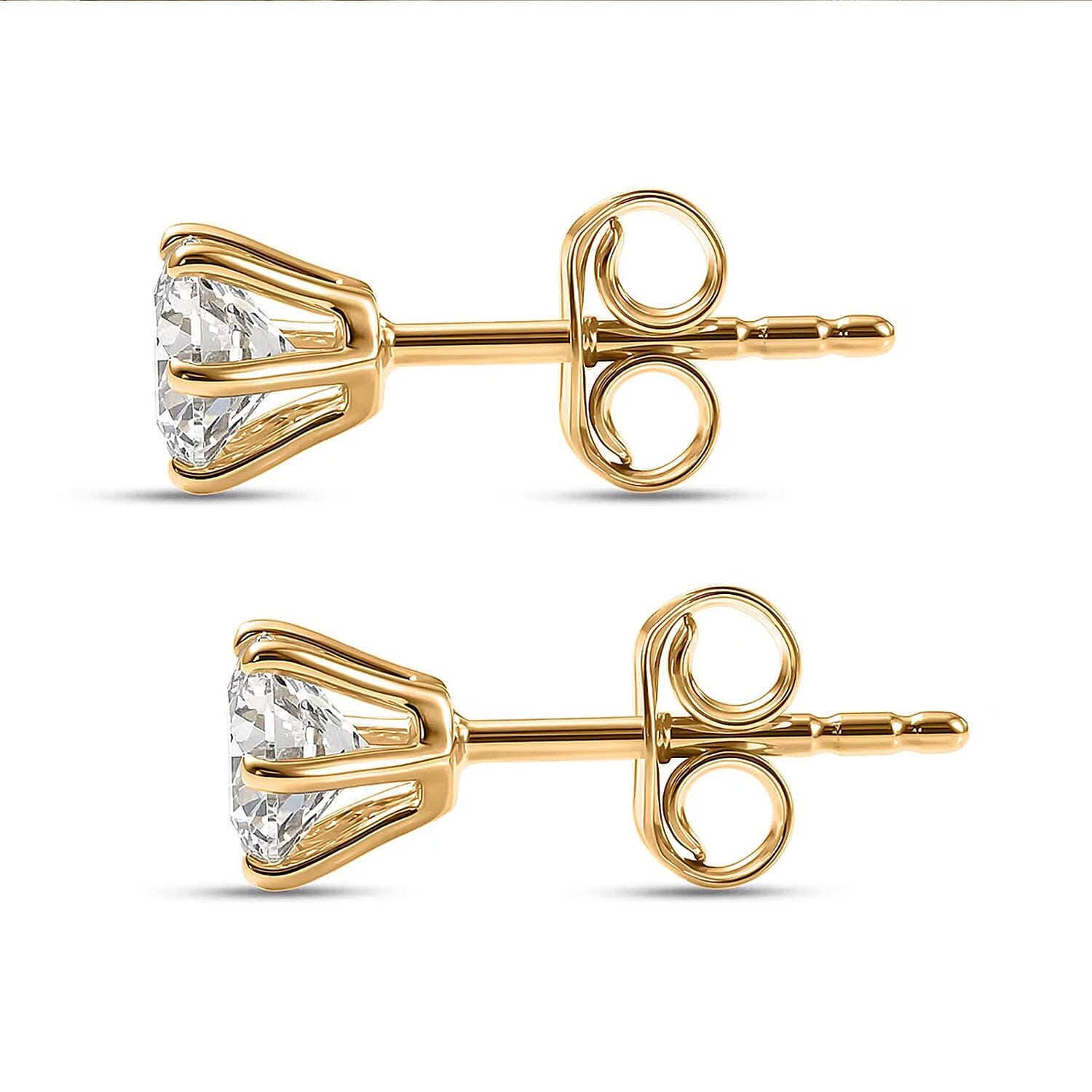 Luxuriant Lab Grown Diamond G-H SI 1.00 ctw Solitaire Stud Earrings in 18K Vermeil Yellow Gold Over Sterling Silver