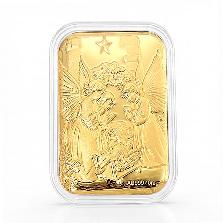 24K Golden Birth of Jesus Christan Emboss Sheet (31x45.5mm) 10mg - Product card gallery slide 1 (10178480046393)