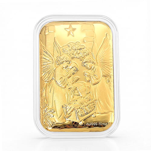 24K Golden Birth of Jesus Christan Emboss Sheet (31x45.5mm) 10mg - Product card gallery slide 1 (10178480046393)